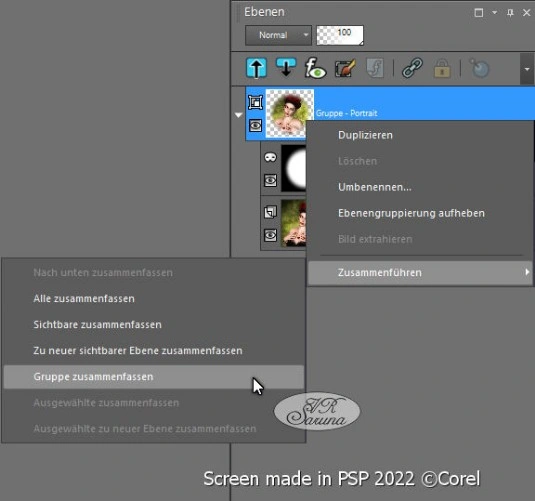 Screen PSP - Gruppe zusammenfassen