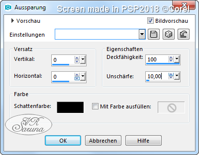 Screen PSP - Rahmen 03 Einstellungen Aussparung